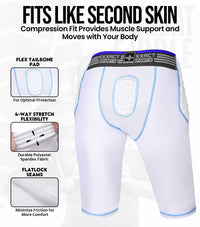 Combat 7 Pads Boys Football Girdle with Cup Pocket White (Youth)