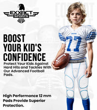 Combat 7 Pads Boys Football Girdle with Cup Pocket White (Youth)