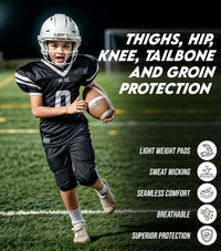 Combat 7 Pads Boys Football Girdle with Cup Pocket White (Youth)