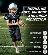 Combat 7 Pads Boys Football Girdle with Cup Pocket White (Youth)