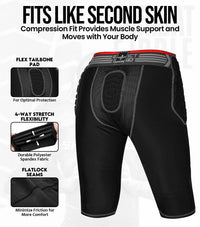 Combat 7 Pads Men's Football Girdle with Cup Pocket Black (Adult)