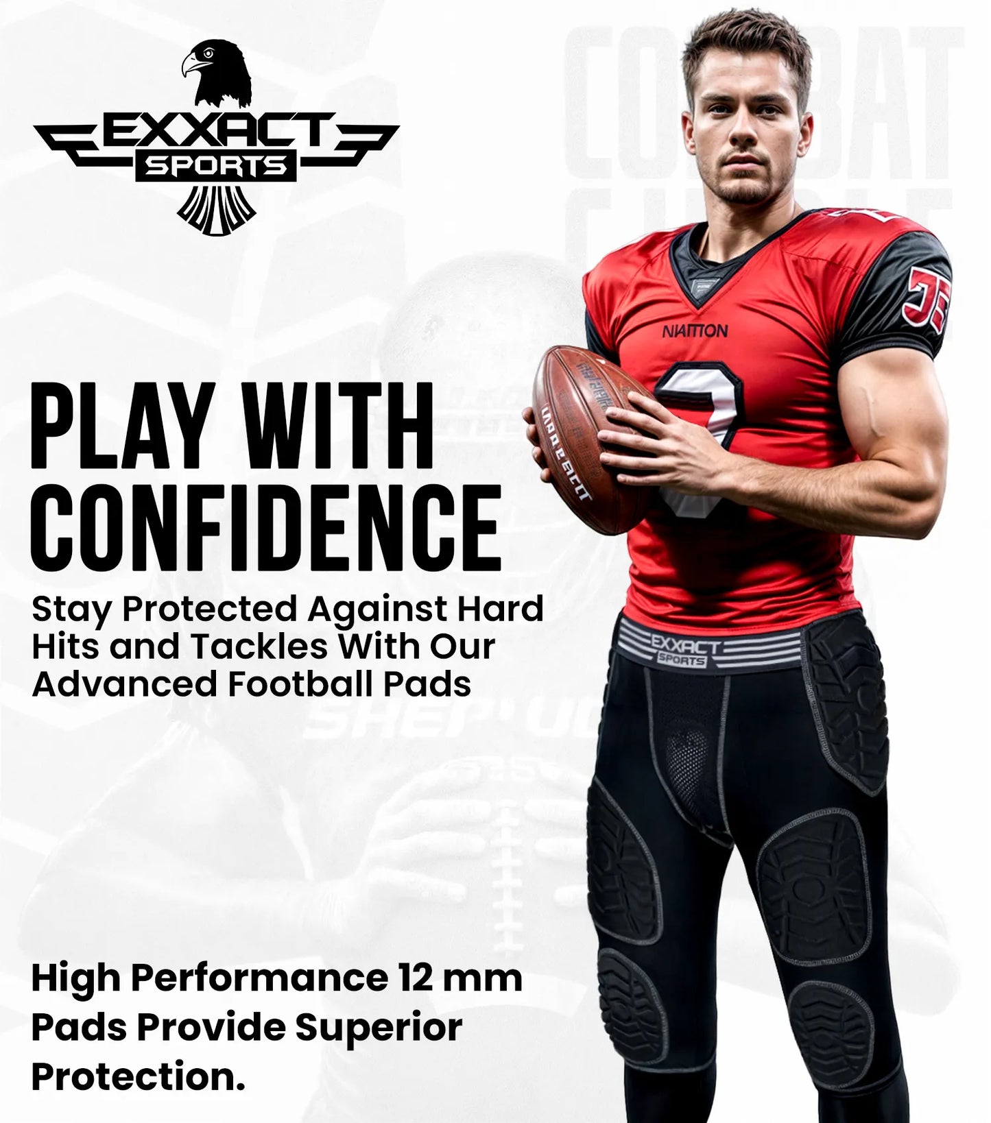 Combat 7 Pads Men's Football Girdle with Cup Pocket Black (Adult)