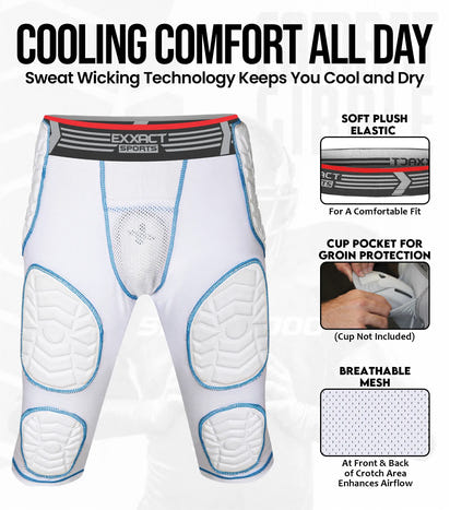 Combat 7 Pads Men's Football Girdle with Cup Pocket White (Adult)