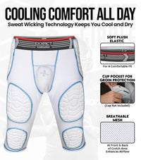 Combat 7 Pads Men's Football Girdle with Cup Pocket White (Adult)