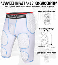 Combat 7 Pads Men's Football Girdle with Cup Pocket White (Adult)