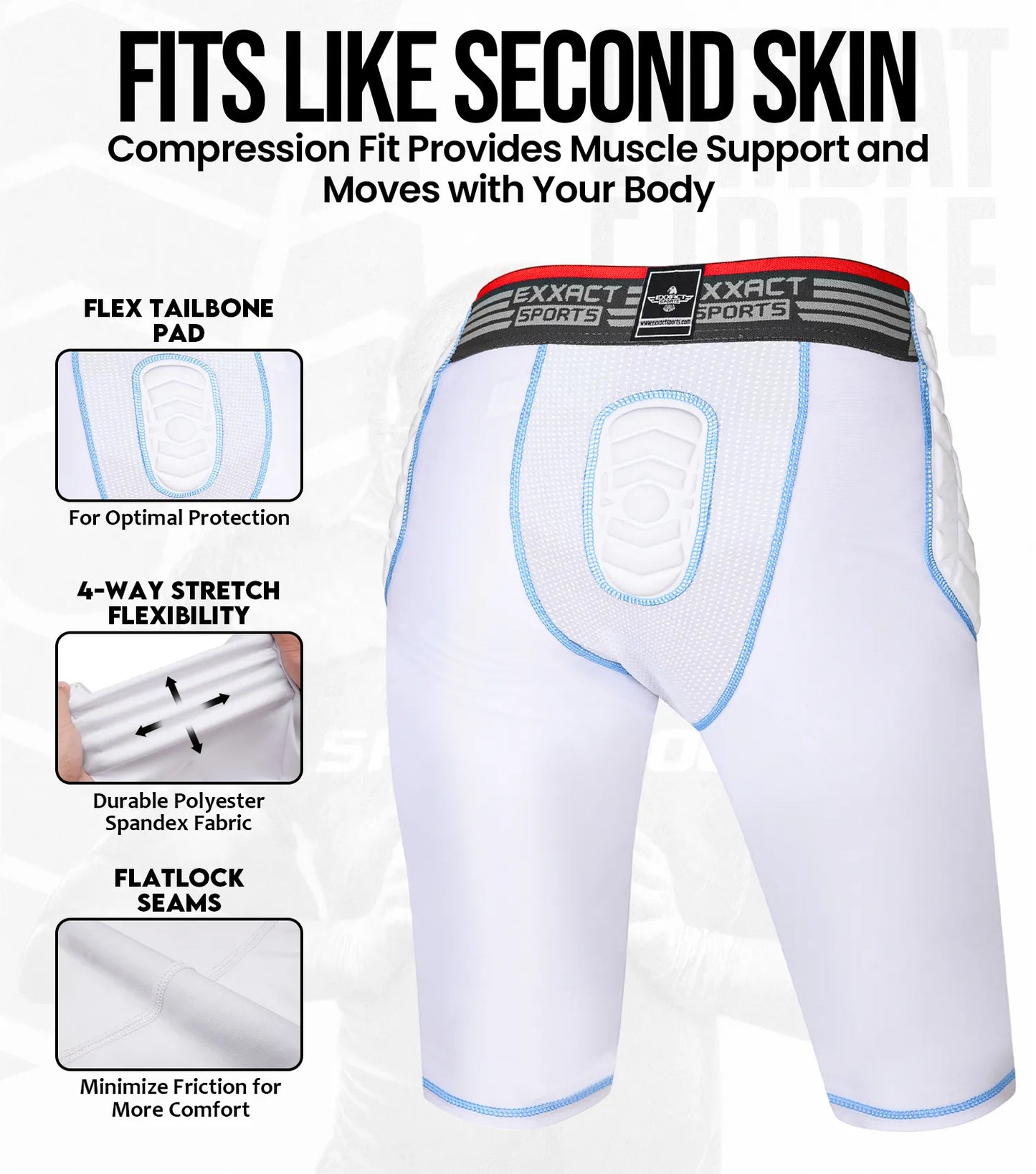Combat 7 Pads Men's Football Girdle with Cup Pocket White (Adult)