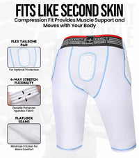 Combat 7 Pads Men's Football Girdle with Cup Pocket White (Adult)