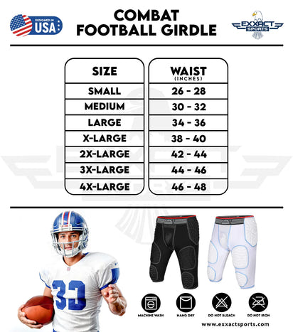 Combat 7 Pads Men's Football Girdle with Cup Pocket Black (Adult)
