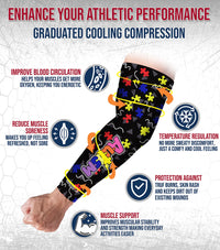 Compression Arm Sleeves for Mens & Womens Youth & Adult - (1 Pair) Autism