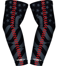 Compression Arm Sleeves for Mens & Womens Youth & Adult - (1 Pair) Black Baseball Flag