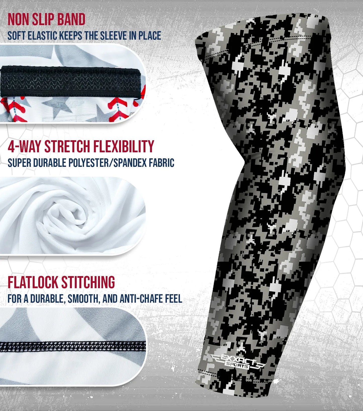 Compression Arm Sleeves for Mens & Womens Youth & Adult - (1 Pair) Black Camo