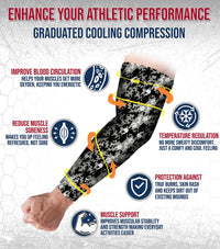Compression Arm Sleeves for Mens & Womens Youth & Adult - (1 Pair) Black Camo