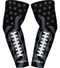 Compression Arm Sleeves for Mens & Womens Youth & Adult - (1 Pair) Black Football Flag