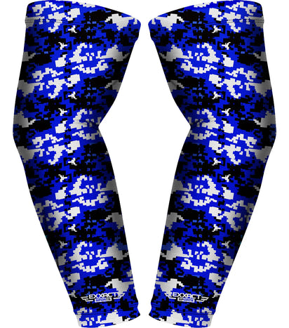 Compression Arm Sleeves for Mens & Womens Youth & Adult - (1 Pair) Blue Camo