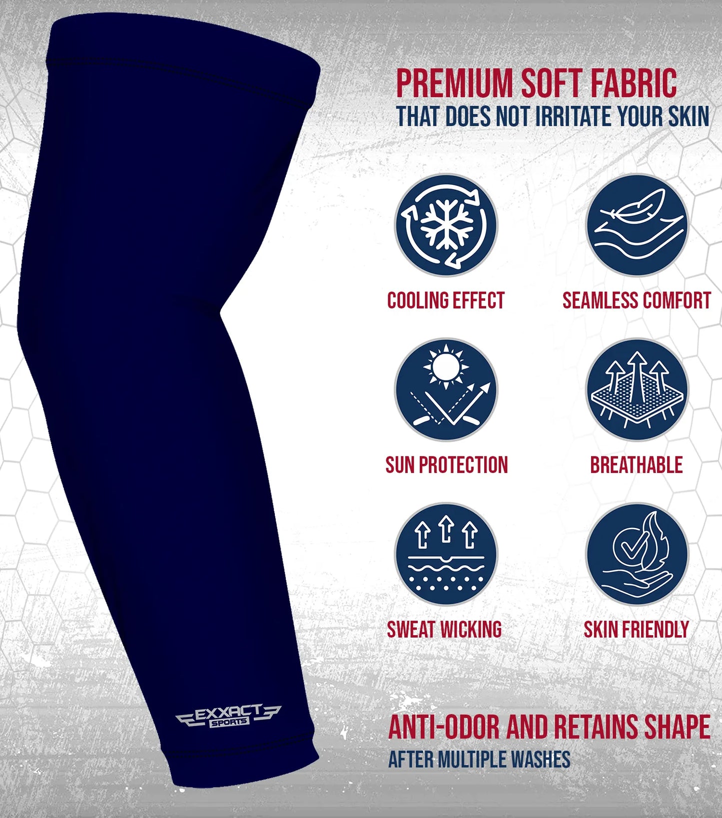 Compression Arm Sleeves for Mens & Womens Youth & Adult - (1 Pair) Navy