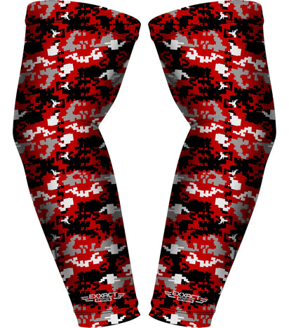 Compression Arm Sleeves for Mens & Womens Youth & Adult - (1 Pair) Red Camo