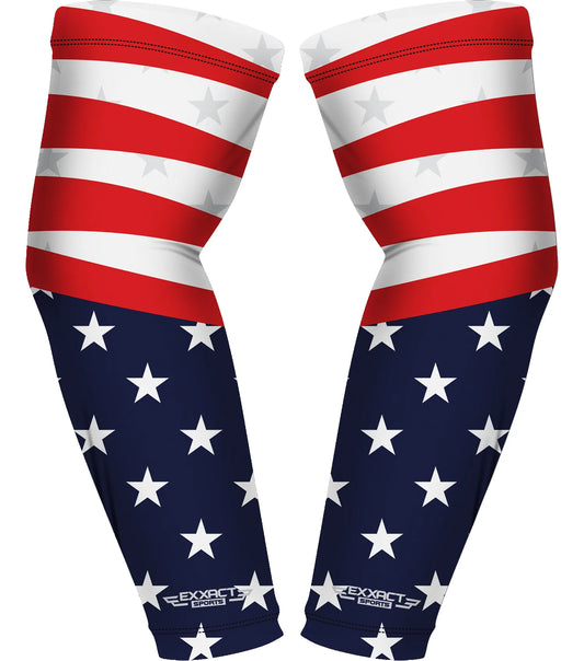 Compression Arm Sleeves for Mens & Womens Youth & Adult - (1 Pair) USA Flag