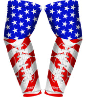 Compression Arm Sleeves for Mens & Womens Youth & Adult - (1 Pair) USA Football Flag