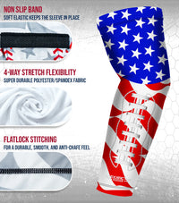 Compression Arm Sleeves for Mens & Womens Youth & Adult - (1 Pair) USA Football Flag