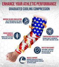 Compression Arm Sleeves for Mens & Womens Youth & Adult - (1 Pair) USA Football Flag