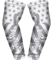 Compression Arm Sleeves for Mens & Womens Youth & Adult - (1 Pair) White Football Flag