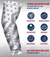 Compression Arm Sleeves for Mens & Womens Youth & Adult - (1 Pair) White Football Flag