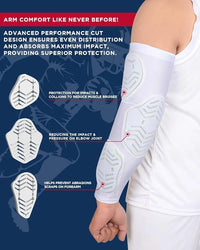 Compression 3-Padded Arm Sleeve , Football & Baseball 1 Pair (White)
