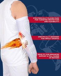 Compression 3-Padded Arm Sleeve , Football & Baseball 1 Pair (White)