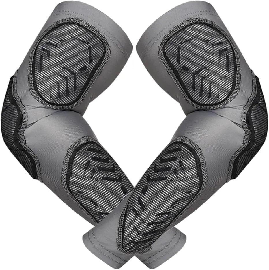 Compression 3-Padded Arm Sleeve , Football & Baseball 1 Pair (Gray)