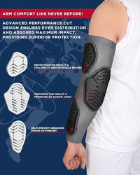 Compression 3-Padded Arm Sleeve , Football & Baseball 1 Pair (Gray)