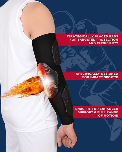 Compression 3-Padded Arm Sleeve , Football & Baseball 1 Pair (Black)