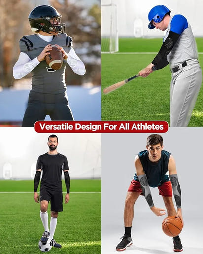 Compression 3-Padded Arm Sleeve , Football & Baseball 1 Pair (Black)