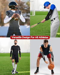 Compression 3-Padded Arm Sleeve , Football & Baseball 1 Pair (Black)