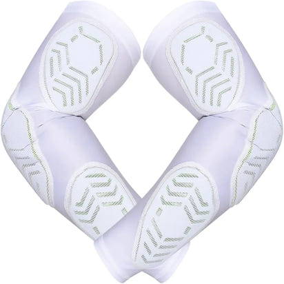 Compression 3-Padded Arm Sleeve , Football & Baseball 1 Pair (White)