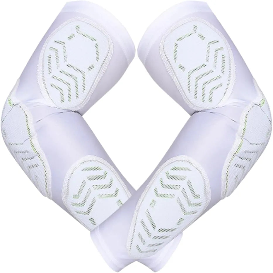 Compression 3-Padded Arm Sleeve , Football & Baseball 1 Pair (White)