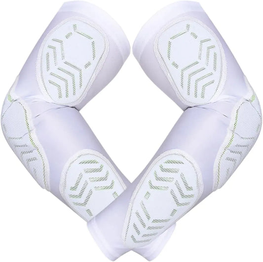 Compression 3-Padded Arm Sleeve , Football & Baseball 1 Pair (White)