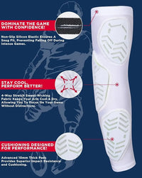 Compression 3-Padded Arm Sleeve , Football & Baseball 1 Pair (White)