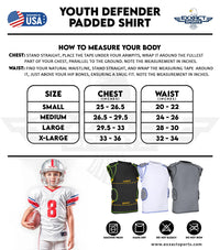 Defender 5 Pads Boys Football Compression Shirt Black (Youth)