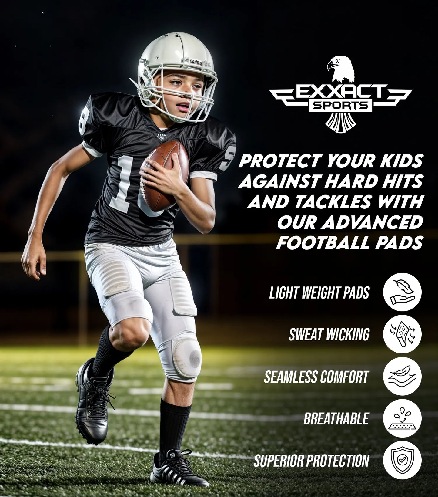 Defender 5 Pads Boys Football Compression Shirt White (Youth)