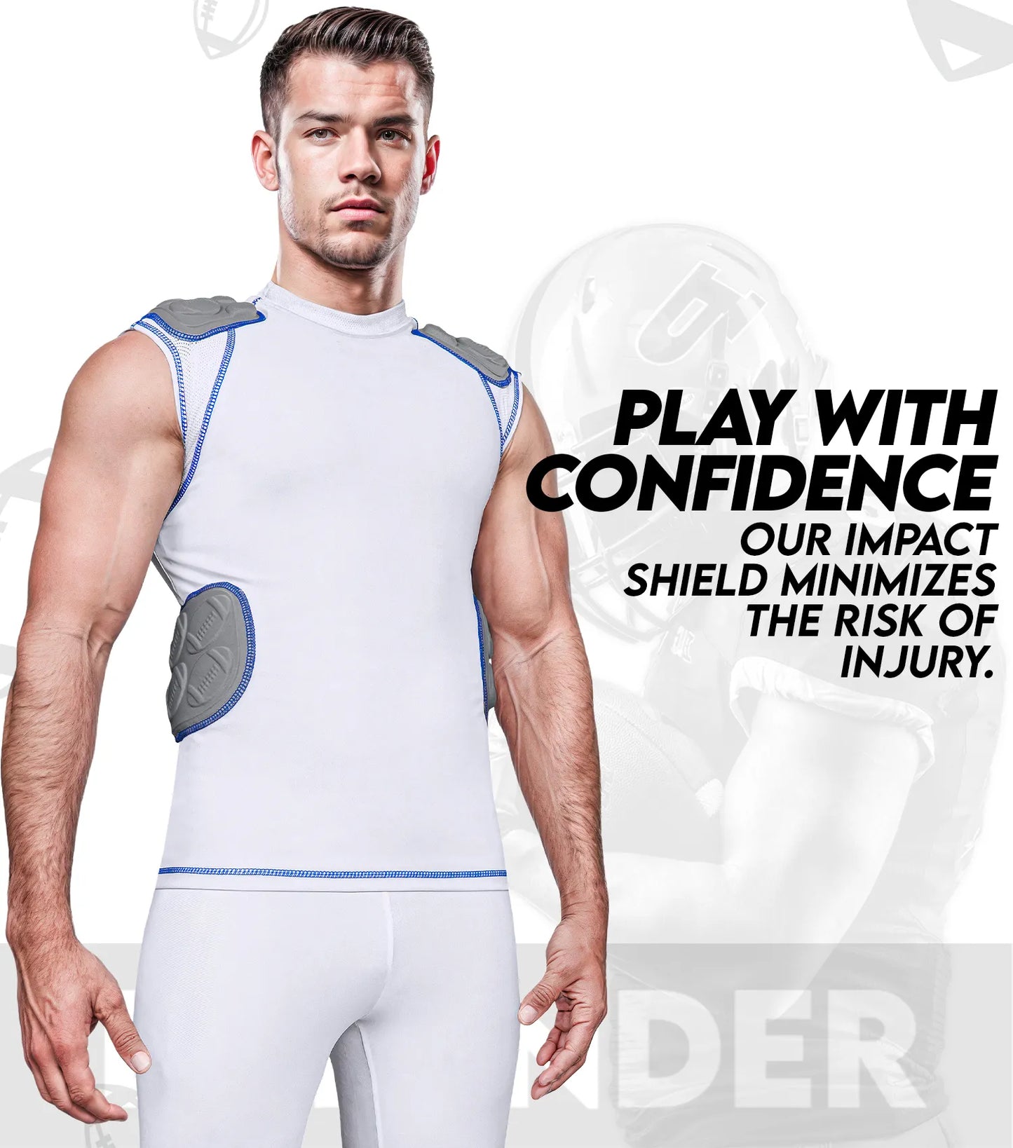 Defender 5 Pads Men's Football Compression Shirt Gray (Adult)
