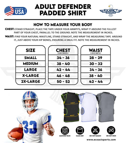 Defender 5 Pads Men's Football Compression Shirt White (Adult)