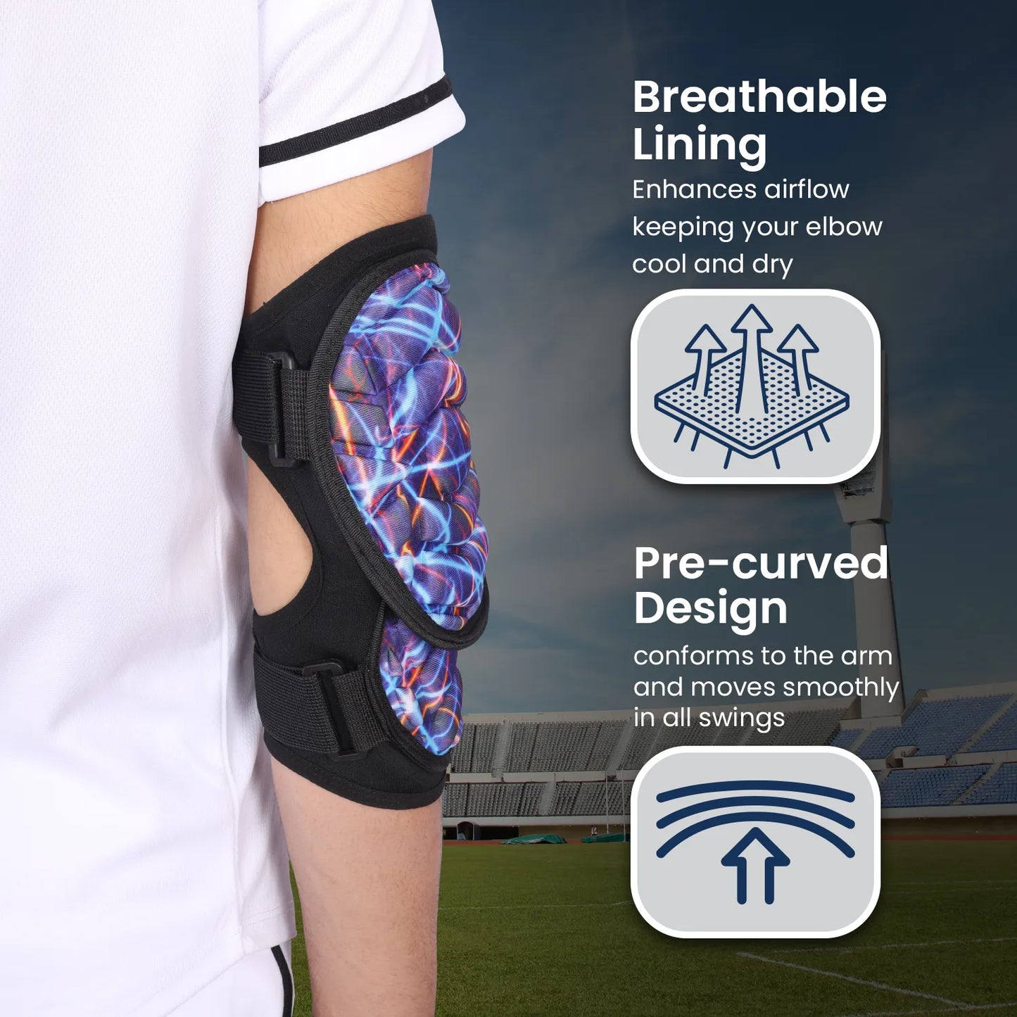 Defender Plus Baseball Elbow Guard with Adjustable Straps (Lazer)