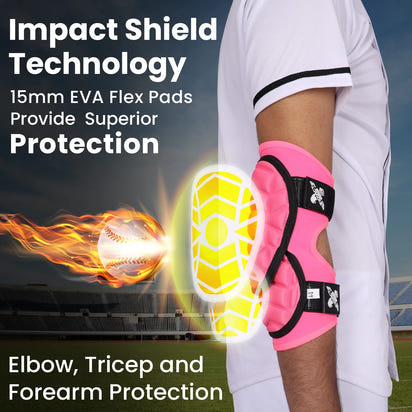 Defender Plus Baseball Elbow Guard with Adjustable Straps (Pink)
