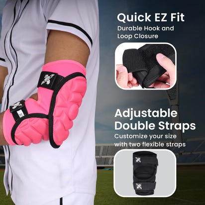 Defender Plus Baseball Elbow Guard with Adjustable Straps (Pink)