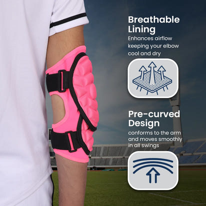 Defender Plus Baseball Elbow Guard with Adjustable Straps (Pink)