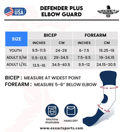 Defender Plus Baseball Elbow Guard with Adjustable Straps (Red)