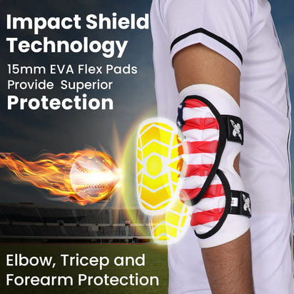 Defender Plus Baseball Elbow Guard with Adjustable Straps (USA Flag)