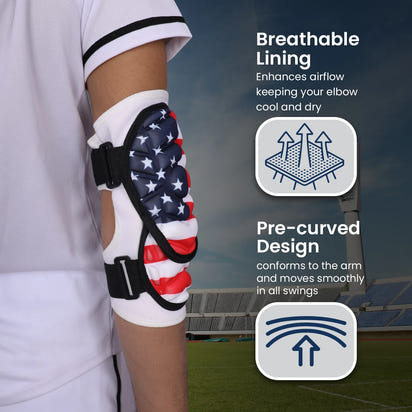 Defender Plus Baseball Elbow Guard with Adjustable Straps (USA Flag)