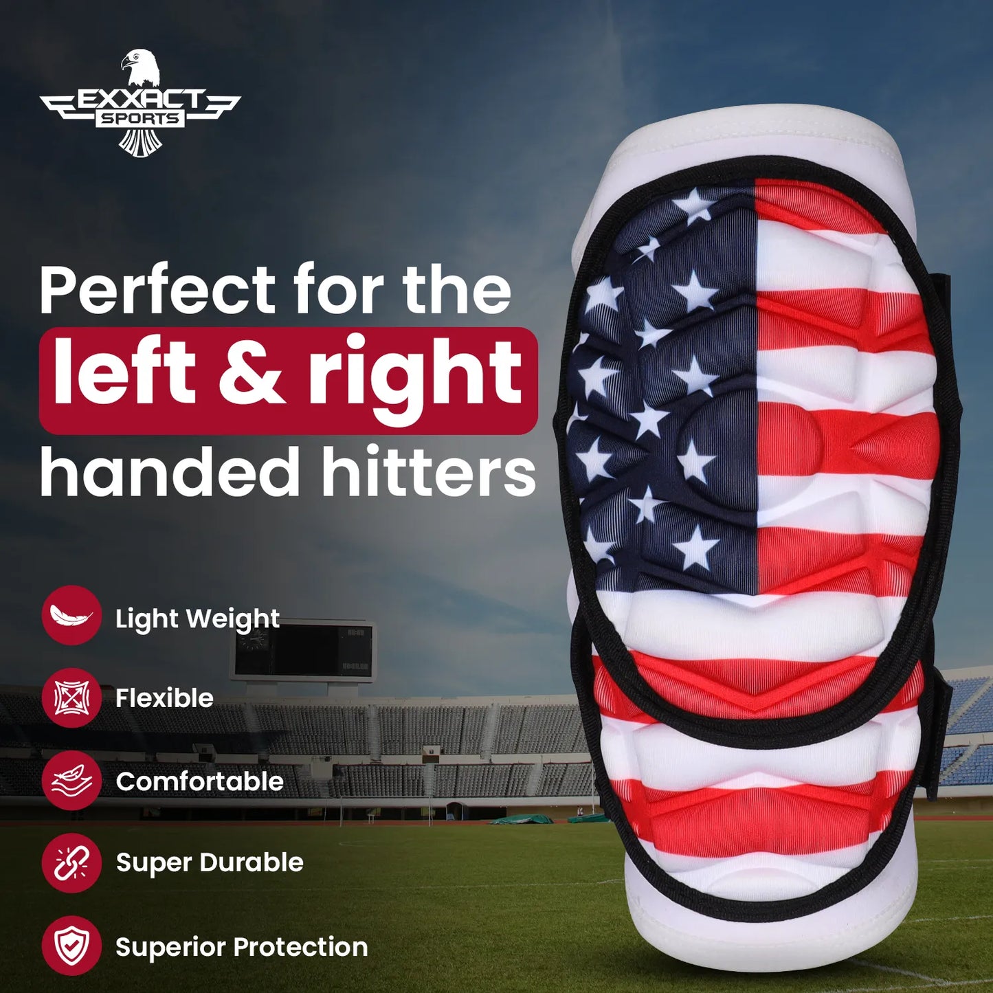 Defender Plus Baseball Elbow Guard with Adjustable Straps (USA Flag)