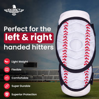 Defender Plus Baseball Elbow Guard with Adjustable Straps (White Baseball Flag)